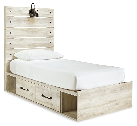 Cambeck Panel Bed With 2 Storage Drawers With Mirrored Dresser, Chest And 2 Nightstands