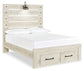 Cambeck  Panel Bed With 2 Storage Drawers With Mirrored Dresser, Chest And Nightstand