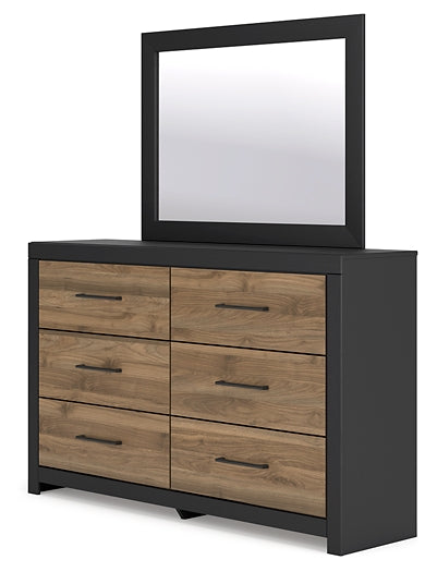 Vertani Twin Panel Bed with Mirrored Dresser