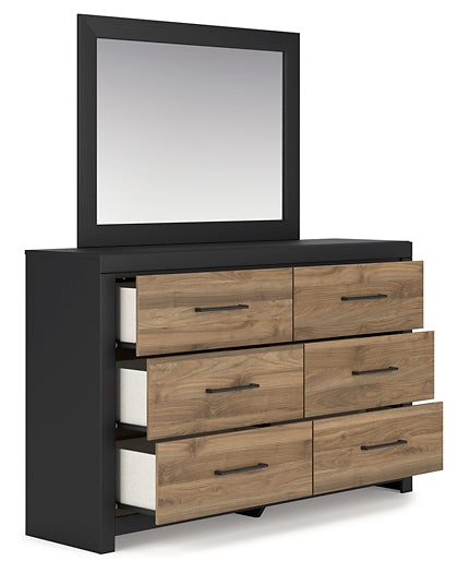 Vertani Full Panel Bed with Mirrored Dresser and Nightstand