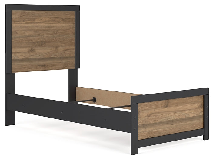 Vertani Twin Panel Bed with Mirrored Dresser and Nightstand