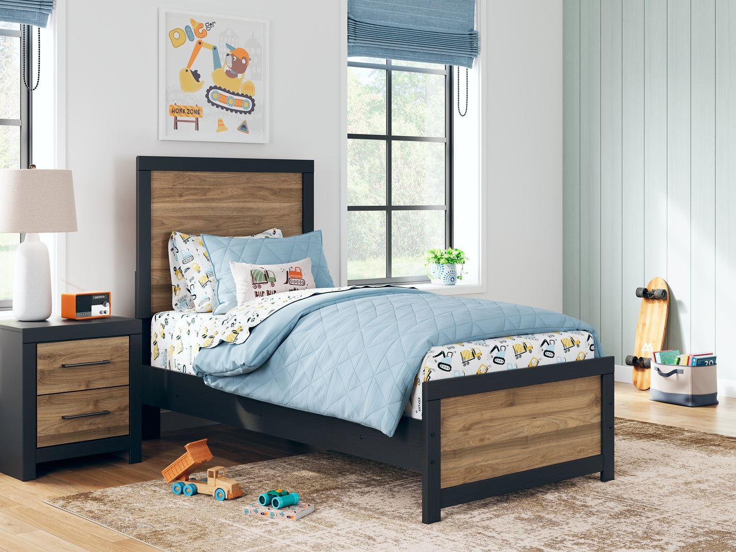 Vertani Twin Panel Bed with Dresser and 2 Nightstands