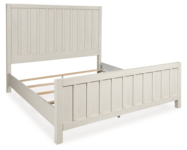 Shaybrock California King Panel Bed with Mirrored Dresser and Nightstand