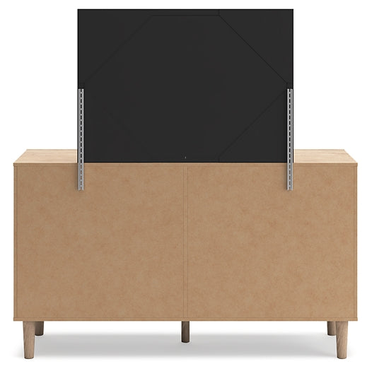 Cielden King Panel Headboard with Mirrored Dresser