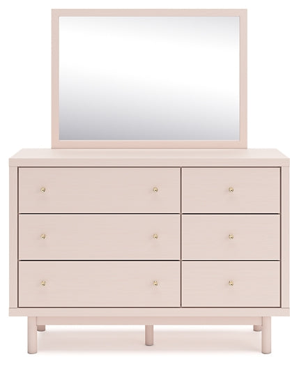 Wistenpine Twin Upholstered Panel Bed with Mirrored Dresser