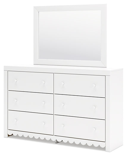 Mollviney Full Panel Headboard with Mirrored Dresser