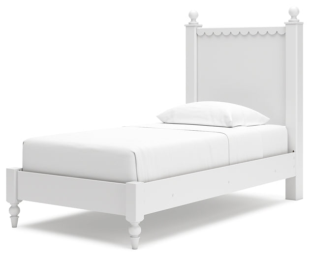 Mollviney Twin Panel Bed with Mirrored Dresser