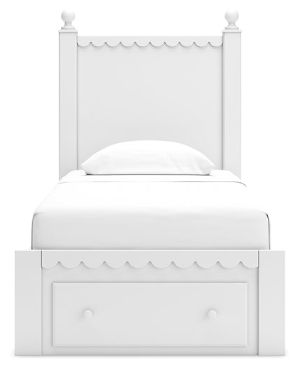 Mollviney Twin Panel Storage Bed with Mirrored Dresser
