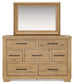Galliden Queen Panel Bed with Mirrored Dresser, Chest and 2 Nightstands