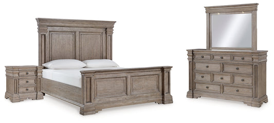 Blairhurst King Panel Bed with Mirrored Dresser and Nightstand