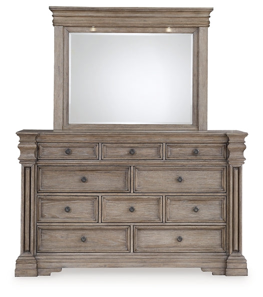 Blairhurst Queen Panel Bed with Mirrored Dresser and Nightstand