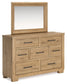 Galliden King Panel Bed with Mirrored Dresser and Nightstand