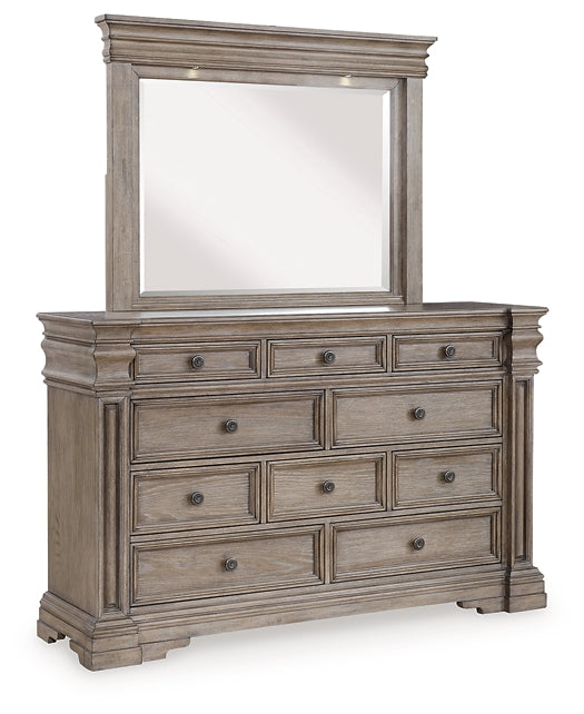 Blairhurst California King Panel Bed with Mirrored Dresser, Chest and 2 Nightstands