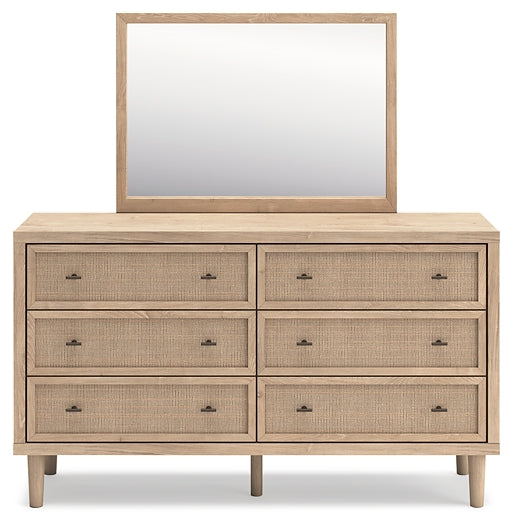Cielden Queen Panel Bed with Mirrored Dresser and Nightstand