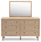 Cielden King Panel Bed with Mirrored Dresser and Nightstand