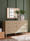 Cielden King Panel Bed with Mirrored Dresser and Nightstand