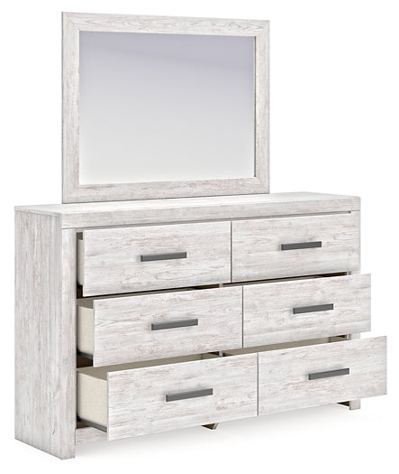 Cayboni King Panel Bed with Mirrored Dresser, Chest and 2 Nightstands