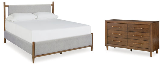 Lyncott California King Upholstered Bed with Dresser