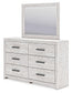 Cayboni King Panel Bed with Mirrored Dresser and Nightstand