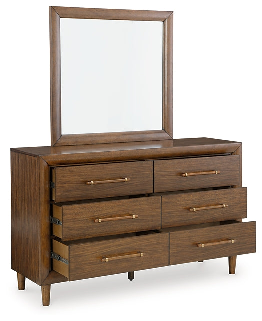Lyncott King Upholstered Bed with Mirrored Dresser