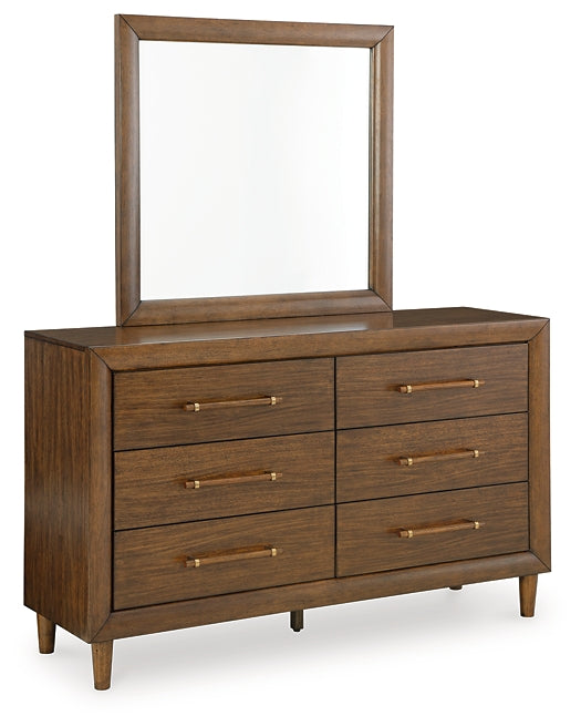 Lyncott King Upholstered Bed with Mirrored Dresser