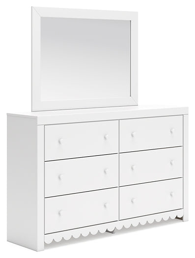 Mollviney Full Panel Storage Bed with Mirrored Dresser and Nightstand