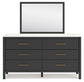 Cadmori Queen Upholstered Bed with Mirrored Dresser, Chest and 2 Nightstands