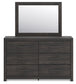 Hollivern Queen Panel Bed with Mirrored Dresser and Nightstand