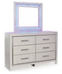Zyniden Full Upholstered Panel Bed with Mirrored Dresser, Chest and Nightstand
