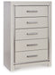 Zyniden King Upholstered Panel Headboard with Mirrored Dresser and Chest