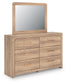 Kinlanni King Upholstered Panel Bed, Dresser, Mirror and Nightstand