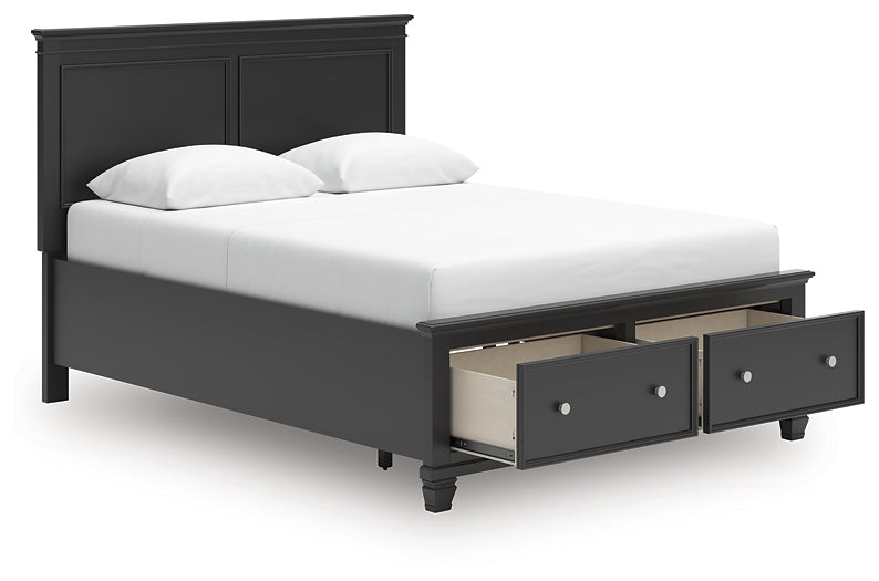 Lanolee Queen Panel Storage Bed, Dresser, Mirror and Nightstand