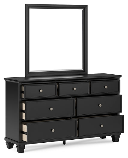 Lanolee King Panel Storage Bed, Dresser, Mirror and Nightstand