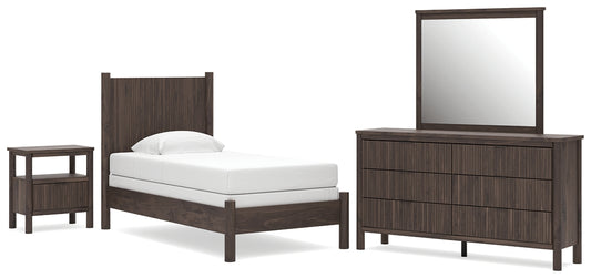 Pamytta Twin Panel Bed, Dresser, Mirror and Nightstand