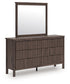Pamytta Full Upholstered Panel Bed, Dresser, Mirror, Chest and Nightstand