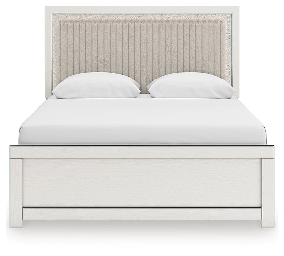Zuraleus Queen Upholstered Panel Platform Bed, Dresser, Mirror and Nightstand