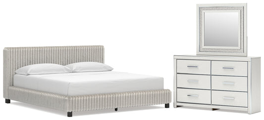 Zuraleus California King Upholstered Bed, Dresser and Mirror