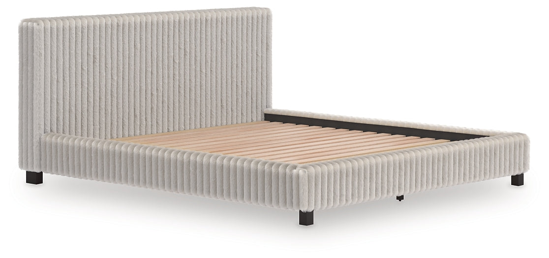 Zuraleus California King Upholstered Bed, Dresser, Mirror and Nightstand