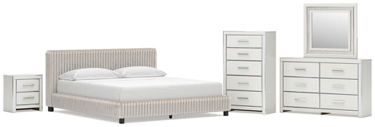 Zuraleus California King Upholstered Bed, Dresser, Mirror, Chest and Nightstand