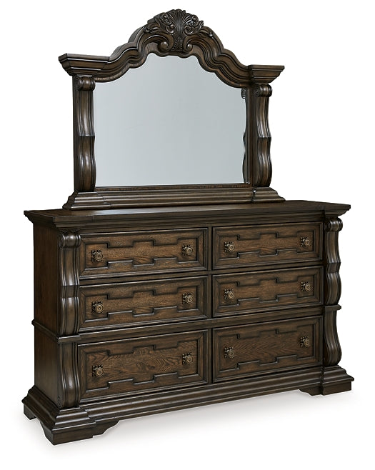 Maylee California King Canopy Bed, Dresser and Mirror