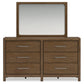 Cabalynn King Upholstered Bed with Mirrored Dresser