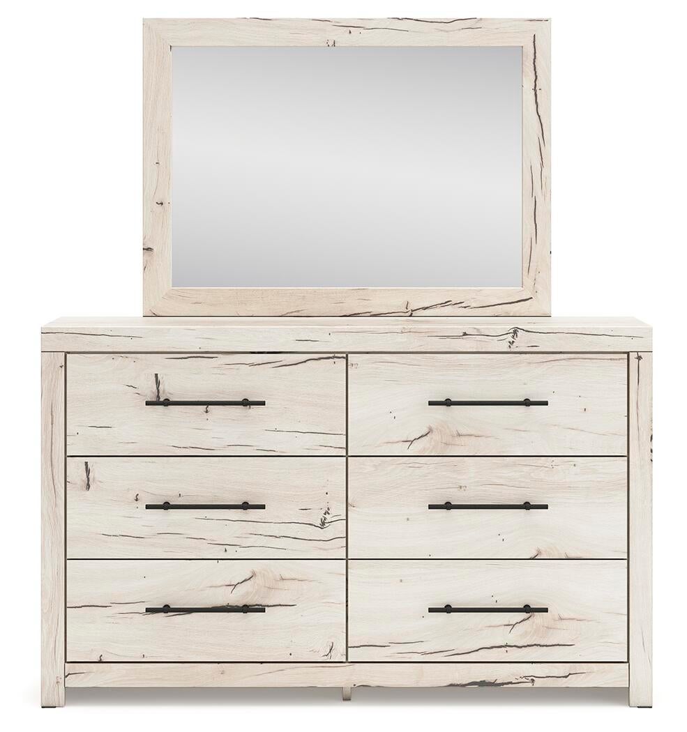 Lawroy King Panel Bed with Storage, Dresser and Mirror