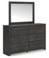 Delmorta Twin Panel Bed, Dresser, Mirror, Chest and Nightstand