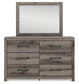 Graystorm Full Panel Bed with Storage, Dresser and Mirror