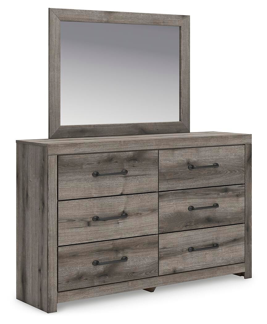Graystorm Full Panel Bed with Storage, Dresser and Mirror