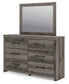 Graystorm Full Panel Bed with Storage, Dresser and Mirror