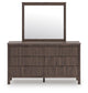 Cadmori Twin Upholstered Panel Platform Bed, Dresser, Mirror and Nightstand