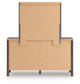 Cadmori King Upholstered Panel Platform Bed, Dresser, Mirror and Nightstand