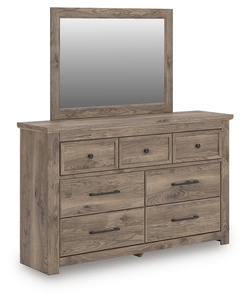 Keithland King Panel Bed with Mirrored Dresser and Nightstand