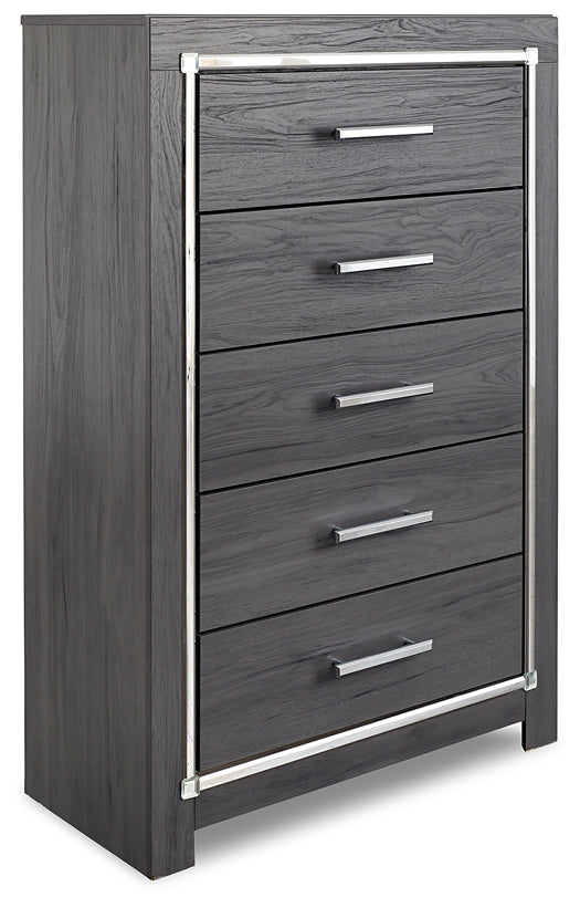 Lodanna Full Panel Bed with Mirrored Dresser, Chest and 2 Nightstands